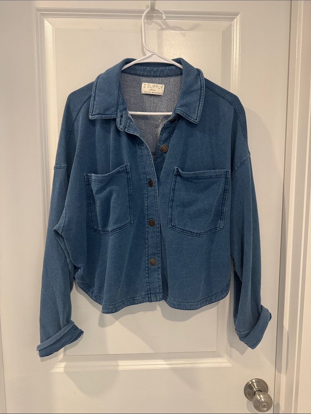Z Supply Denim-Blue Oversized Button-Front Jean Jacket